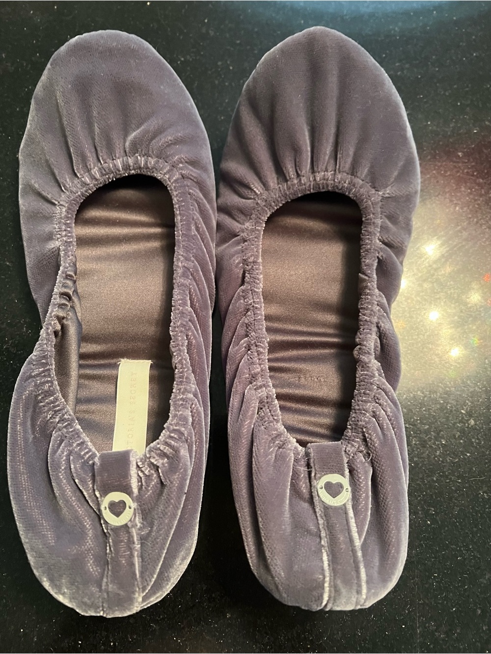 Victoria Secret Women's Velvet Elastic Ballet Flats - Gray